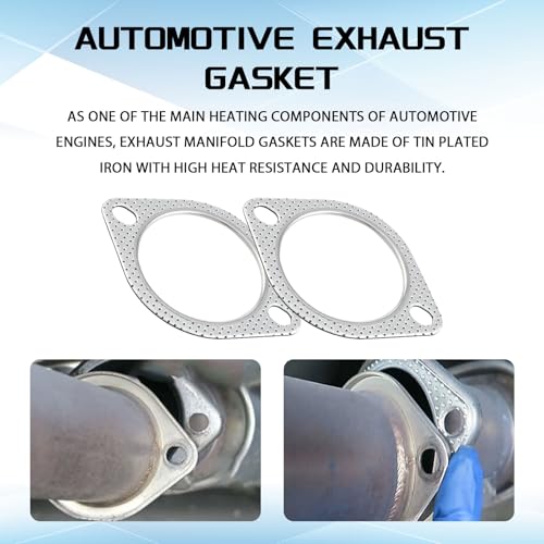 Image of 2PCS Exhaust Flange Gasket Car Exhaust Gasket 2-Inch Exhaust Gasket Material Exhaust Flange Bolt Kit, High Temp Seal Exhaust Pipe Gasket 2-Bolt for Exhaust Turbo Catback Headers(2in)