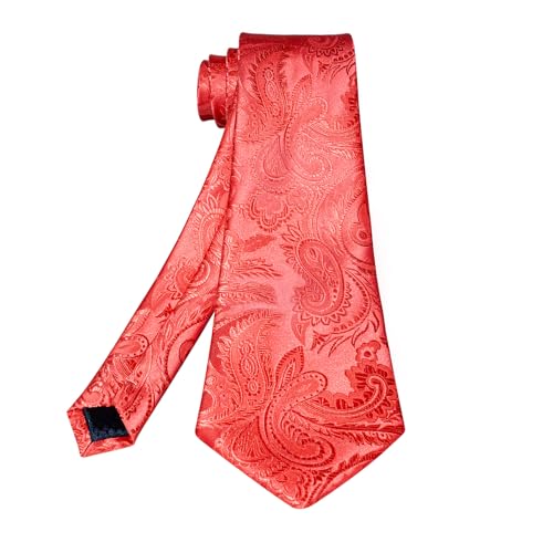 Image of 5PCS Mens Silk Designer Tie, Pocket Square, Cufflinks, Drilled Tie Ring and Lapel Pin Set for Wedding Groom Party