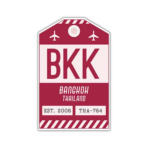 BKK Bangkok Luggage Tag Sticker Airport Code Decal Maroon