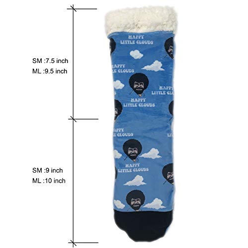 ooohyeah Unisex Cozy Slipper Socks, Funny Bob Ross Fuzzy House Slippers for Women & Men, Sherpa Warm Cute Indoor Non-Slip Socks3