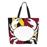 Maryland Flag Crab Reusable Grocery Bag Foldable Washable Fashion Large Tote Shopping Shoulder Market Bags For Women Men