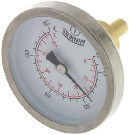 2-1/2" TSW Dial Type Hot Water Thermometer w/ 3/4" Sweatwell, 30°F -250°F & 0°C -120°C