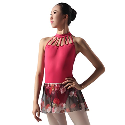 117145404 Ballet Dance Printed Chiffon Wrap Skirt (Black, M)