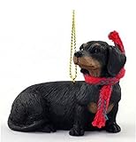Dachshund (black tan) with Scarf Christmas Ornament (Large 3 inch version) Dog