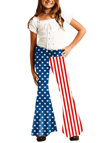 Image of Deerose Girls Halloween Hippie Bell Bottom Pants High Waist Flare Pants 5-14 Years