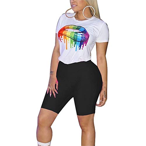 EOSIEDUR Women 2 Piece Summer Outfits Short Sleeve T-Shirt Crop Top+ Short Pants
