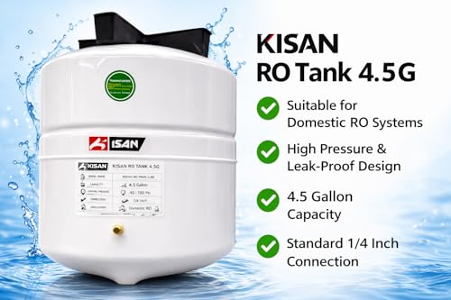 Image of Kisan 4.5 Gallon Reverse Osmosis Water Storage Tank - Food Grade Pressurized Water Tank for Under-Sink RO Systems - 1 /4 inch NPT Connection