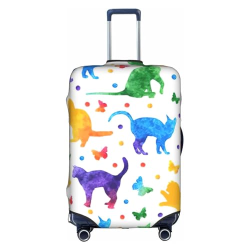 Housse de bagage élastique chat blanc L - Protection valise zippée anti-rayures à motifs