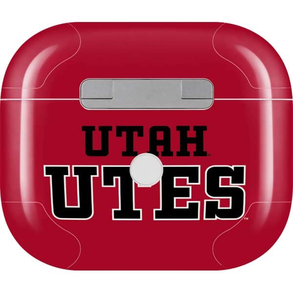 Skinit Decal Audio Skin Compatible with Apple AirPods (3rd Gen, 2021) - Officially Licensed Utah Utes Text on Red Design