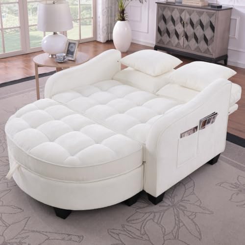 Luonians Sofá Multifuncional, Sofá cama Dos en Uno con Banco de Almacenamiento, Tejido Transpirable y Suave para la Piel, Adecuado para Salón Pequeño, Oficina y Dormitorio, Beige