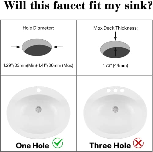 Watersong Bathroom Sink Faucet - Waterfall Faucet For Bathroom Sink Brushed Nickel, Single Handle Bathroom Faucet 1 Hole, Rv Deck Mount Basin Faucet Vessel Faucet, 360° Rotatable Head, 100% Lead-Free #TOP1