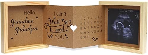 HAMUIERS Pregnancy Announcement for Grandparents, Grandparents Baby Announcement Ideas Sonogram Picture Box Wooden Keepsake Box, First Time Grandparents Gifts