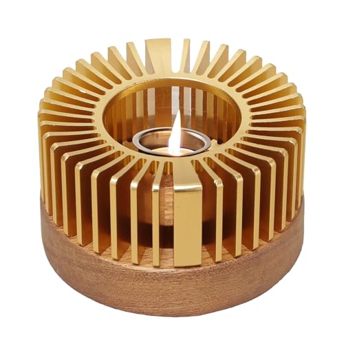 Zwpontia Teapot Warmers, Champagne Gold Luxury Coffee Mug Warmer for Desk, Home Decoration, Beverage Warmer for Coffee Tea Milk, Solid Wood Base