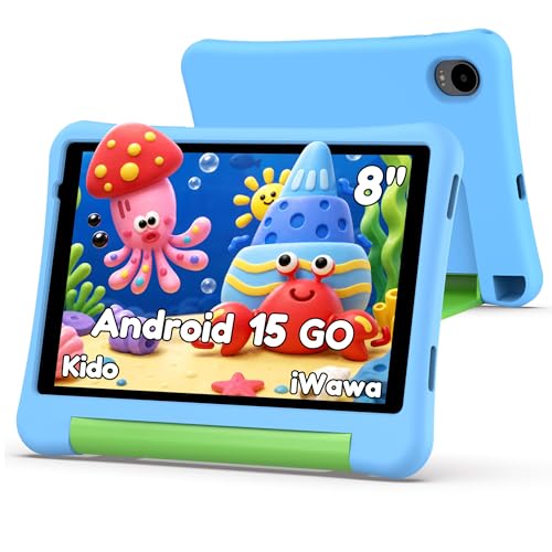 ALLDOCUBE Tablet para Niños 8 Pulgadas,Tablet Infantil con Android 15,5000mAh,32GB ROM,1280×800, WiFi,Control Parental,Tableta educativa para niños con Funda,Azul