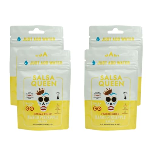 Salsa Queen Gourmet Freeze-Dried Mango Pineapple Salsa | Fresh Ingredients | 3+ year life | No Refrigeration Needed | Vegan, Keto, and Gluten Free | Camping, Travel, Outdoors, Space Travel