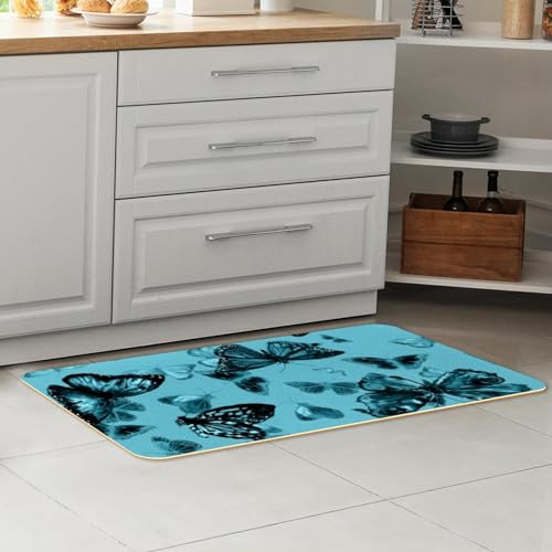 Alfombrillas de cocina para pasillo y cuarto de lavado con diseño de mariposas 7