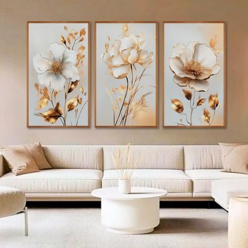 Kit com 3 Quadros Decorativos 30x50 cm Floral Romantico Realista ...