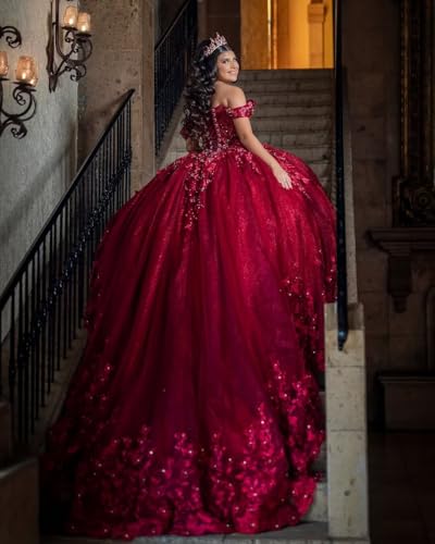 3D Butterfly Applique Quinceanera Dresses with Train Luxury Beaded Sweet 16 Dresses Off The Shoulder Ball Gown3