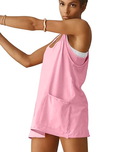 Womens Athletic Dress Hot Shot Mini Dress Built in Shorts Summer Workout Romper Dress 2025 Trendy Outfit4