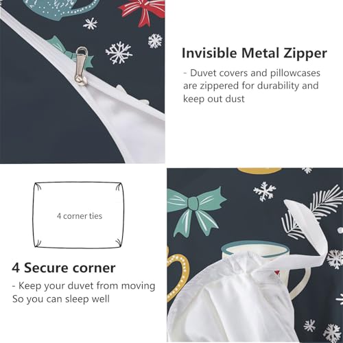 Housse de couette Noël microfibre douce parure de lit 3 pièces haut de gamme