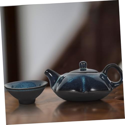 Tetera y tazas de té de cerámica Mobestech con acabado artesanal para hogar 5
