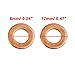 X AUTOHAUX 100 Pcs 6mm Inner Dia Copper Washers Flat Sealing Gasket Rings for Car Auto