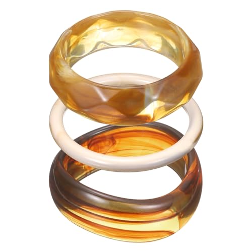 Bracelet jonc en résine acrylique beige et marron lot de 3 manchettes
