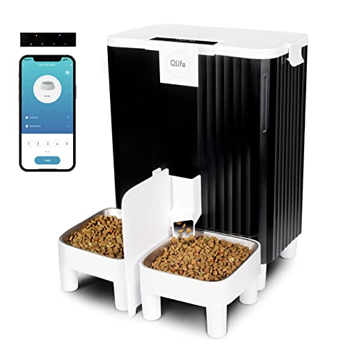 Qlife Automatic Cat Dog Feeder: Dry Food Dispenser For Dog, Auto Pet Feeder, Portion Control Automatic Dog Feeder (Black Wifi, 6L) #TOP28