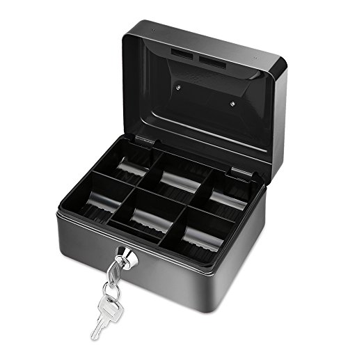 Small Cash Box DDSKY Double Layer Design Organizer Save Coins Locking Storage Box Christmas Gifts (Black)