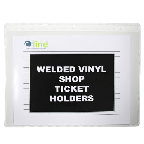 C-Line Vinyl Shop Ticket Holders, Both Sides Clear, Open Long Side, 12 x 9 Inches, 50 per Box (80129)