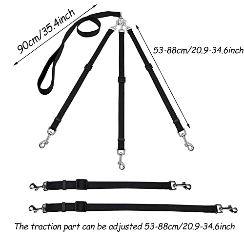 Haustier Hund Führen Leine Kette, Hundeleine Leine, Hundeleine Nylon, 3-in-1-Hundeleinen, Trainieren Joggen, Verstellbar, für Mittlere, Kleine Hunde, Mehrere Haustiere, für 1,2 Oder 3 Hunde (3 in 1)