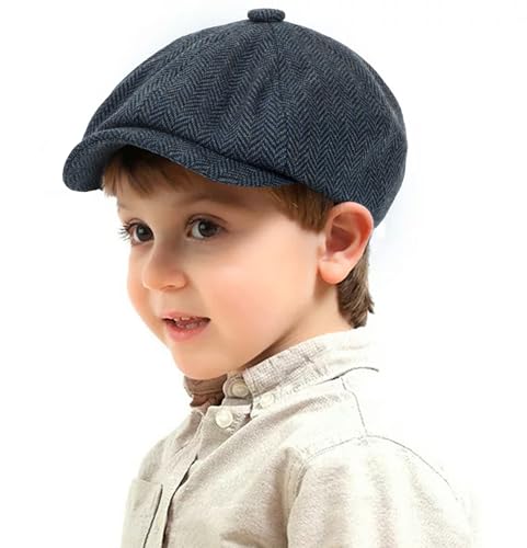 Kids Boys Wool Newsboy Cap - Vintage Tweed Flat Beret Cabbie Hat for Toddler Boys Girls Pageboy(for 4 to...