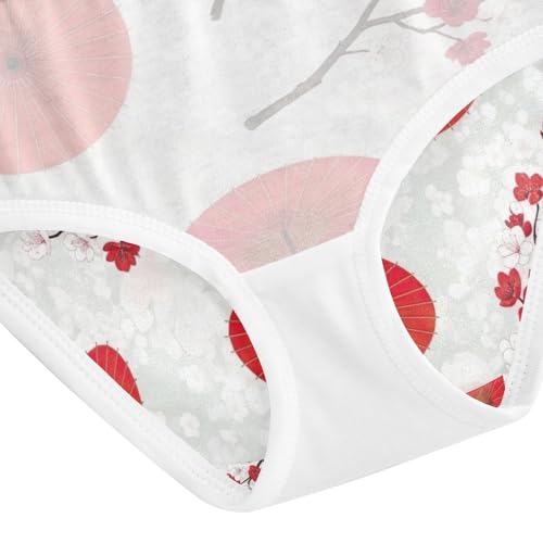 Toddler Girl Panties, Cherry Blossom Branches Red Cotton Underwear for Girls, 2–8 Years4