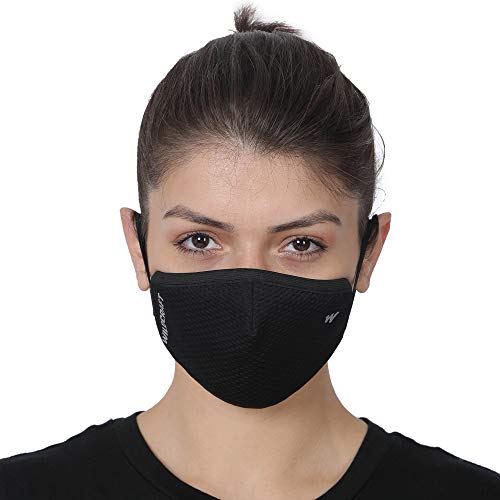 Image of Wildcraft Unisex-Child Polyester SUPERMASK W95+ Reusable Outdoor Respirator 2P : Popcorn : BLK Anthra : S (8903338299936 Small)