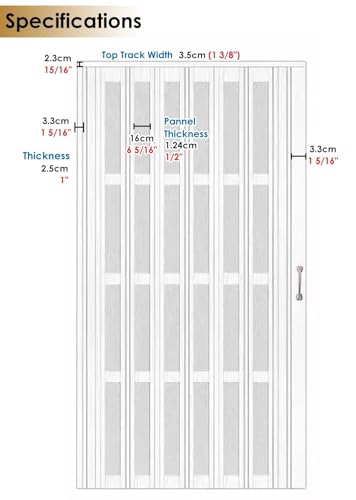 Portes en accordéon en PVC – Porte coulissante pliante de taille personnalisée pour salles de bains, cuisines, petites pièces et placards – Porte moustiquaire rétractable