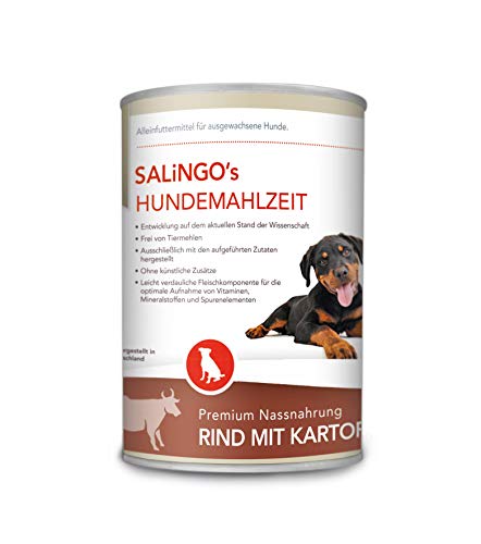 SALiNGO Premium Hundefutter Nassfutter für Hunde Rind mit Kartoffeln & Karotten, getreidefrei, hoher Fleischanteil, Mono Protein