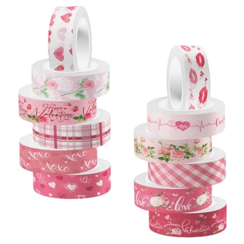 CIMAXIC 12 Rollos Cinta Washi De San Valentín Doble Dispensador Cinta De Papel Embalaje Pegatinas Cinta Adhesiva Cintas Para Envolver Linda Cinta Resaltador Cintas De Papel Cinta De Diario