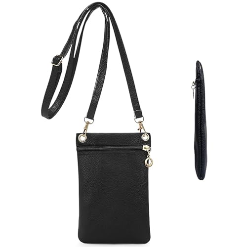 ClcIosis 1 Pcs Schwarz Handytasche Zum Umhängen Damen, Handytaschen, Abnehmbarer und Verstellbarer Schultergurt Handy Tasche zum Umhängen Geeignet zum Einkaufen, Dating und Wandern