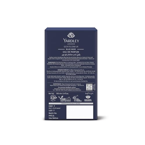 Image of Yardley London Blue Noir | Eau De Parfum | Long Lasting International Perfume for Man | Citrus Marine Oakwood Fragrance | Upto 15% dosage | 100ml EDP| Ideal Gift for Man