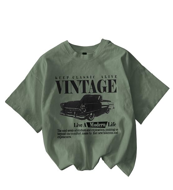 Image of Jawdrobe Cotton Blend Oversized Fit Half Sleeve Printed Round Neck T-Shirt for Women | Aesthetic Summer Wear