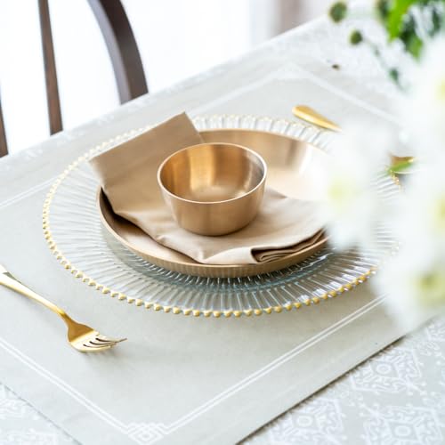 Image of THE YARD HOUSE Placemats - Reversible & Wipeable Cotton Placemats (Dholpur Beige, Set of 4)