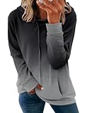 onlypuff Hoodies for Women Tie Dye Hooded Sweatshirts Trendy Teen Girls Fashion Fall Tunic Tops Dressy Shirt Gray L