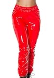 Lange Highwaist-Hose aus feinem Stretch-Material mit glänzender Wet-Look-Oberfläche