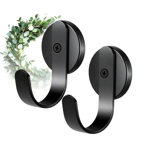 Magnetic Wreath Hanger, 2 Pack Heavy Duty Magnets with Hook for Refrigerator, Christmas Decoration Magnetic Hooks for Metal Front Door, Cruise Hook Hanger for Hanging Cabins Grill Coat Pattern