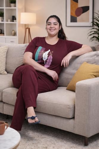 Image of RYSH Women's Printed Cotton Plus Size Longline T-Shirt with Pockets | Cotton fabric - soft longline T-shirt with easy plus-size fit