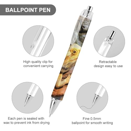 Lot de 4 stylos à bille rétractables dragon barbu 0.5 mm