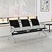KINTNESS Waiting Room Chair - PU Leather 3-Seat Guest Reception Bench Waiting Room Chairs for Airport Garden Salon Barber Guest Bench Black