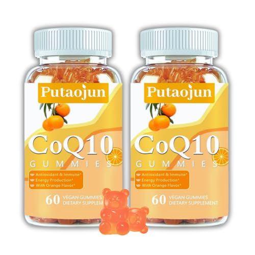 Putaojun orange-flavour CoQ10 gummies two-pack — 120 gummies total with a two-a-day serving and no dose printed