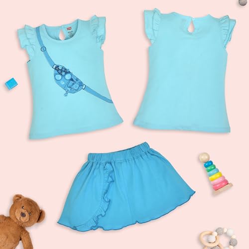 Image of LuvLap Baby Girls Regular Fit 100% Cotton Half Sleeves Girls Top CoSet Pack of 3