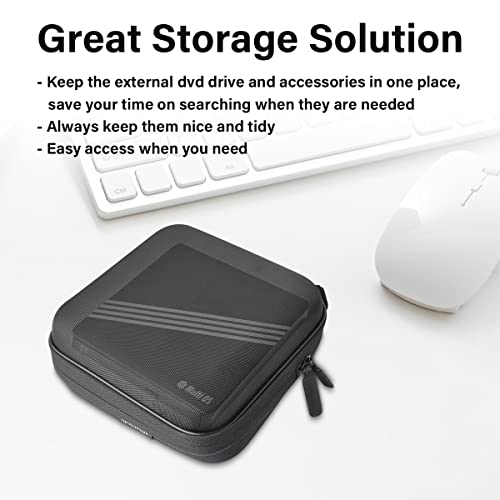 Hesplus Usb Cd Dvd Writer Blu-Ray & External Hard Drive Storage Case Travel Bag For Apple Usb Superdrive, Samsung Se-208Gb Se-218Cb Lg Gp65Nb60 Gp60Nb50 Dell Asus External Dvd Drives #TOP2